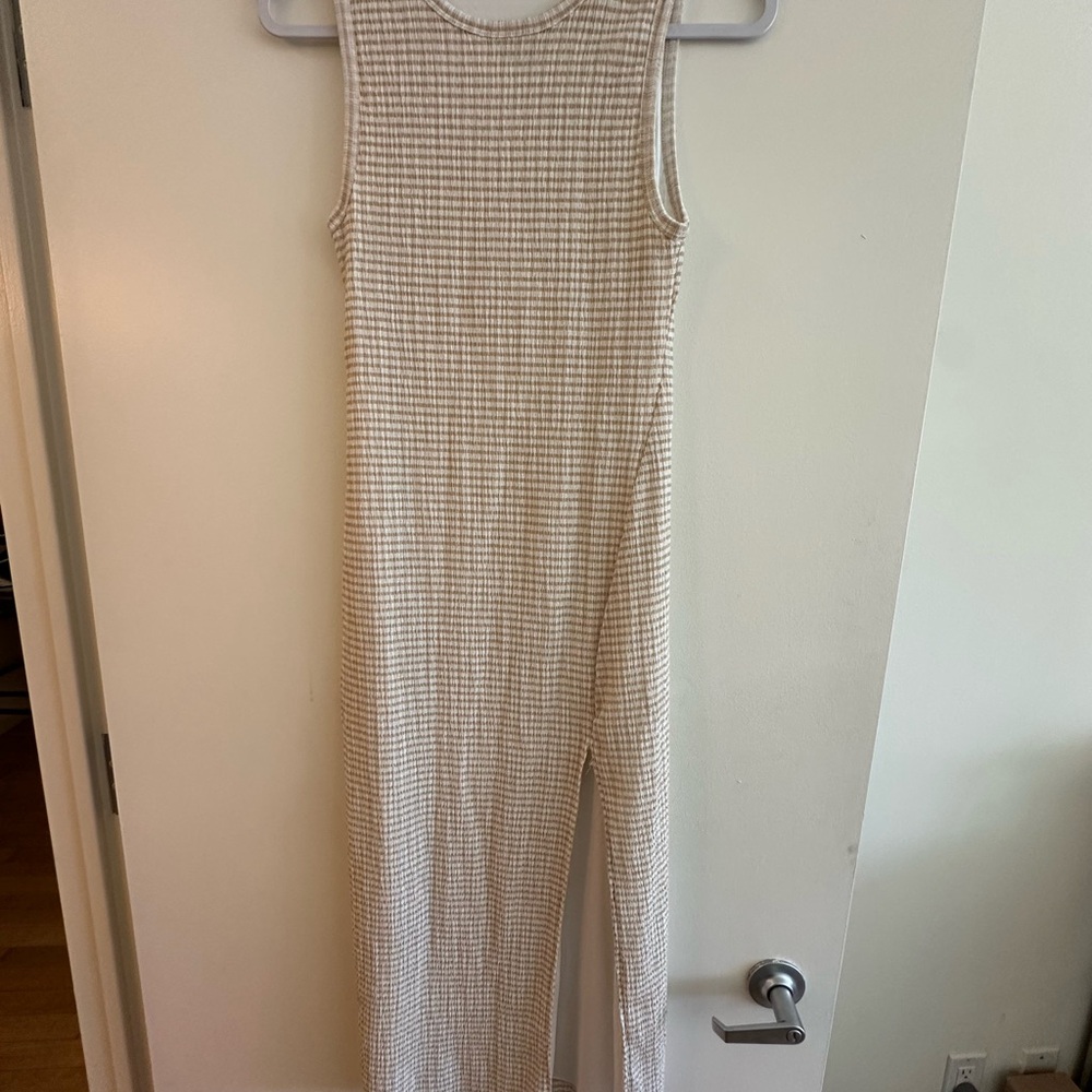 Sleeveless Cream Checkered Dress